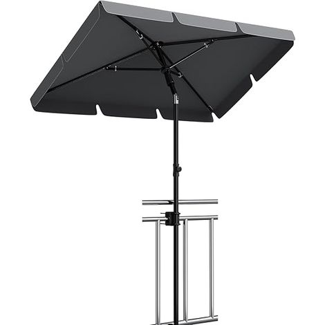 Parasol de Balcon Rectangulaire 200x125 cm, Anti-UV 50+, Inclinable et Réglable, avec Support Balustrade et Housse (1/5)