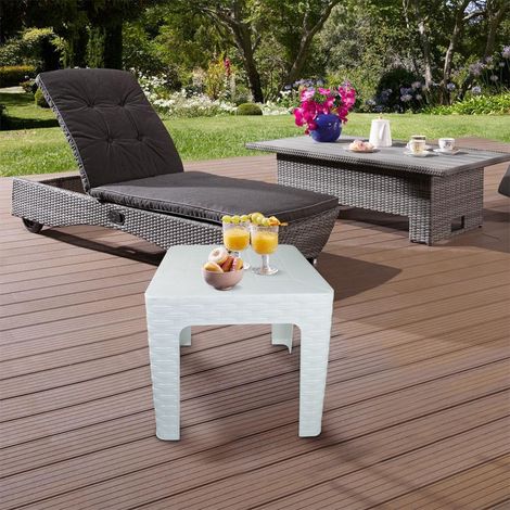 TAVOLINO MIAMI COLORE BIANCO CON EFFETTO RATTAN DIMAPLAST 42X42X42 CM (1/2)