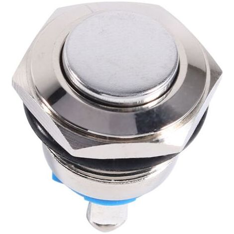 Bouton poussoir ON OFF en métal 12V 16mm, étanche, pour voiture, pour klaxon Silver (1/5)