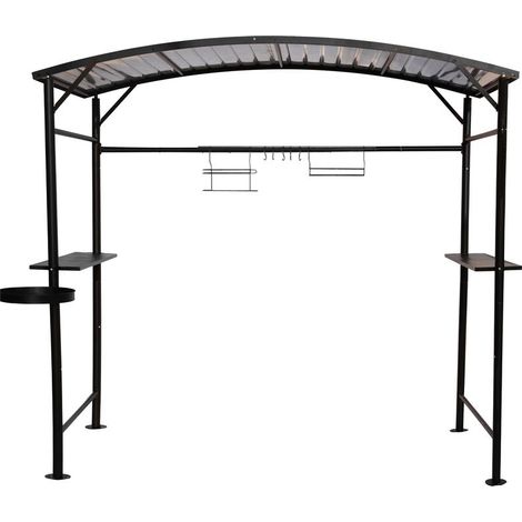 Habrita – Carport barbecue époxy gris anthracite – Toit en acier 0,5 mm – Pieds réglables Ø 50 mm – Accessoires inclus pour confort