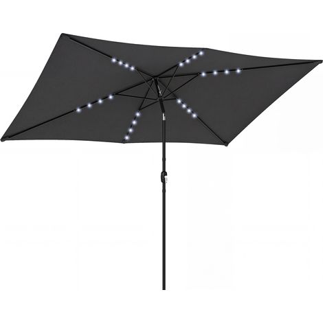 Outsunny 3 x 2 m Garden Parasol Umbrella with Light, Outdoor Patio Umbrella