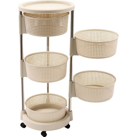 Carrello portaoggetti a 5 ripiani, facile da spostare, colore kaki. (1/2)