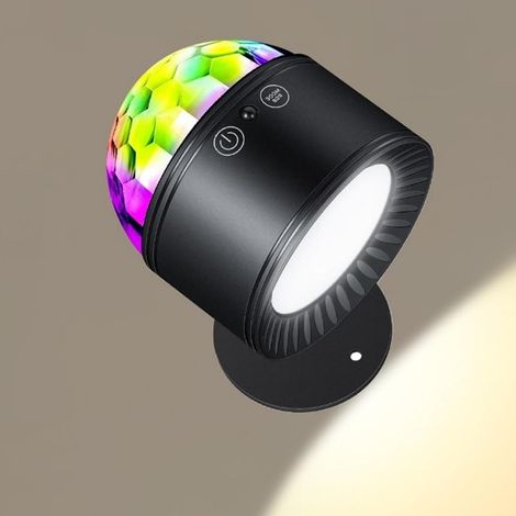 Applique Murale Sans Fil Intérieur, Lampe Murale Rechargeable avec Double Tête, RGB et 3 Températures de Couleur, Tactile et Télécommande, Rotative à 360° pour Chambre à Coucher Salon Escalier Couloir (1/5)