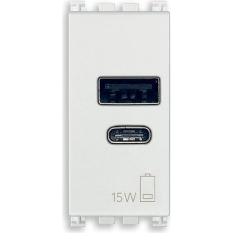 VIMAR - 19292.AC15ABB USB A+C Netzteil 15W 5V 1M antib. b.