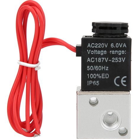 DirectActing Solenoid Valve Water Air Oil 2Position 3Way Aluminum Alloy Body Valve G1/8in(AC220V ) (1/5)
