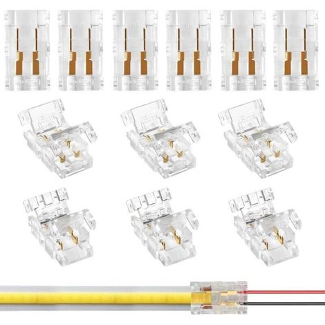 12 Pièces Mini Connecteur LED COB 2 Broches 8 mm, Connecteur Sans Soudure Pour la Connexion des fils et bandes LED COB 12V 24V (1/5)
