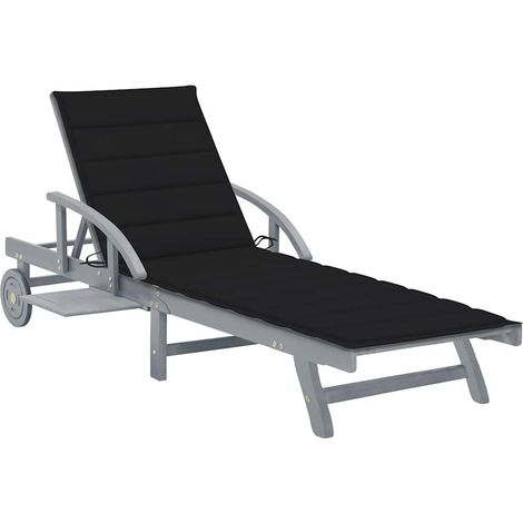 Chaise longue de jardin avec coussin Bois d'acacia solide