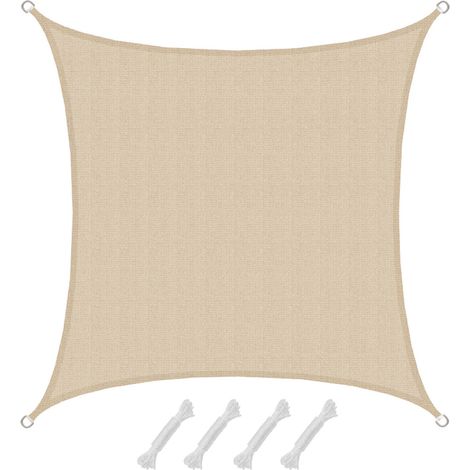 UV Sonnensegel 2x2 m HDPE Quadrat Sonnenschutz Überdachung Garten Balkon Beige