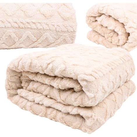 SKANDINAVISCHE DECKE DICKE TAGESDECKE WARM 160X200 CM GESCHENK BEIGE (1/5)