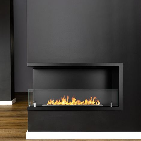 Chimenea a Bioetanol Garzeno, Capacidad 1.5 lt, Área Calefactable 30 m², Potencia (kW) 3, 90x22x45h cm Negro (1/5)