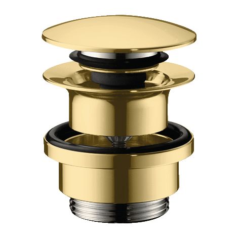 Hansgrohe – Bonde de lavabo Push-open – Aspect doré poli – Ouverture par bouchon pression – Pour lavabos avec trop-plein – Raccordement G 1 ¼" (1/4)