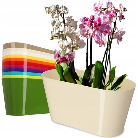 KADAX Blumentopf aus Kunststoff, 27 x 13 cm, breiter Topf, ovaler Pflanzentopf, Blumenübertopf für O (1/5)