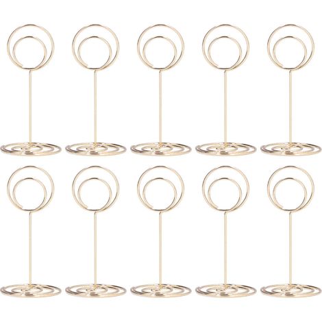 10 porte-plaques de numéro de table avec base ronde, finition électroplaquée, design élégant et mignon, décoration de mariage et de maison (doré)