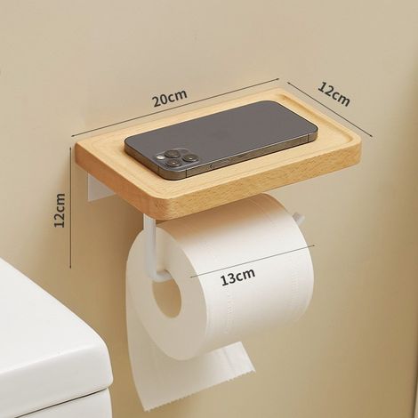 Support Papier Toilette sans Percage,Compatible avec Tous Les Rouleaux De Papier Toilette Porte Papier Toilette,ABS Multifonctionnel Mural Deco Salle De Bain Porte Rouleau