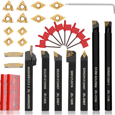 Werkzeugset – 21-teilig – Stahl und Hartmetall – zum Drehen und Gewindeschneiden – Mechanische Werkstatt – 12-mm-Schaft (1/5)
