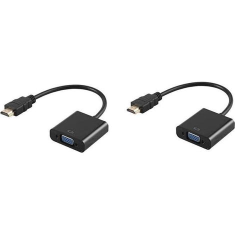 Jembe - Adaptateur HDMI Compatible mâle vers VGA Femelle Lot de 2 - VGA Femelle vers HDMI Compatible mâle pour Ordinateur