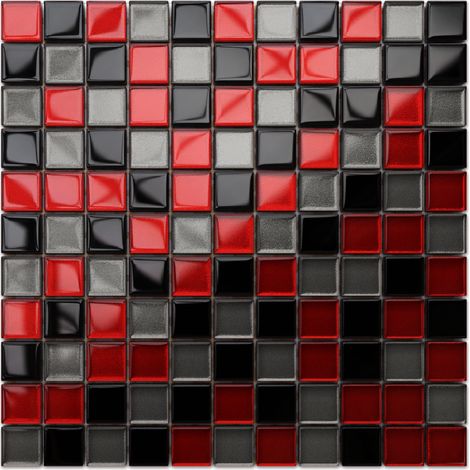 Ilcom mosaico in vetro su rete per bagno e cucina  30cm x 30cm  - Crimson grey (1/4)