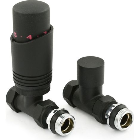 West Delta Straight TRV Thermostatic Radiator Valve and Lockshield - Textured Black (1/5)