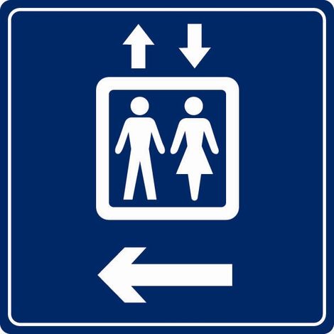 Plaque de porte Ascenseur flèche à gauche - couleur 90x90mm - 4033815
