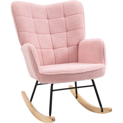 Fauteuil à bascule capitonné PINKY rose (1/5)