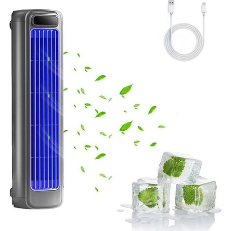 Aire acondicionado portátil, mini ventilador de torre 3 en 1 con tres velocidades y circulación sin aspas. (1/5)