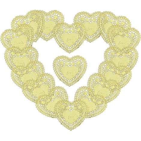 Napperons en papier doré en forme de cœur pour décoration, 100 feuilles, napperons de mariage (1/5)