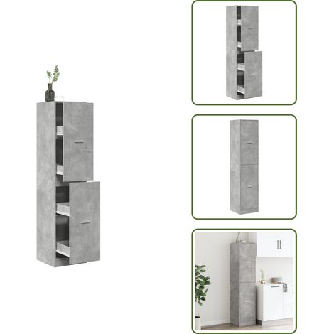 Schrankauszug - vidaXL Apothekerschrank Betongrau 40x41x174,5 cm Holzwerkstoff - Stauraum (1/5)