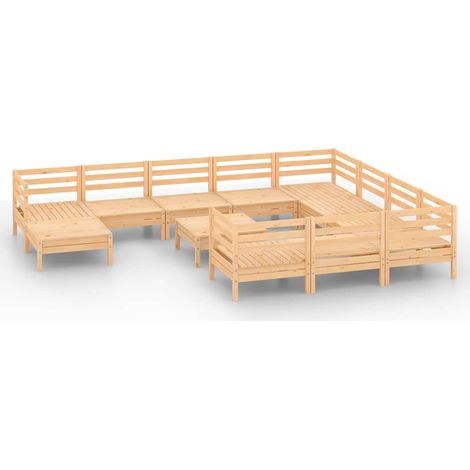 Maison Exclusive - 12-tlg. Garten-Lounge-Set Massivholz Kiefer (1/5)