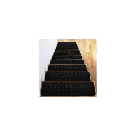 Lot de 5 marches d'escalier en caoutchouc antidérapantes noires pour l'intérieur et l'extérieur (1/5)