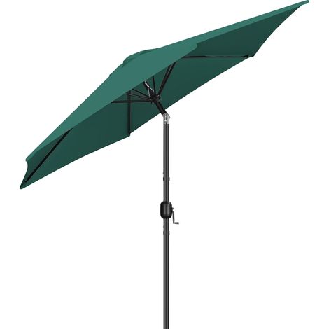 Homevive Sombrilla de Jardín Inclinable con Manivela Parasol de Jardín con Protección UV Diámetro de 269 cm para Terraza Patio Playa Balcón Verde Oscuro (1/5)
