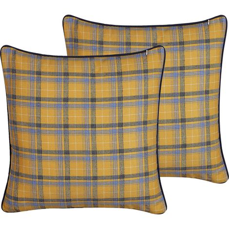 Conjunto de 2 cojines decorativos multicolor patrón de cuadros 45 x 45 cm decoración moderna Dicentra