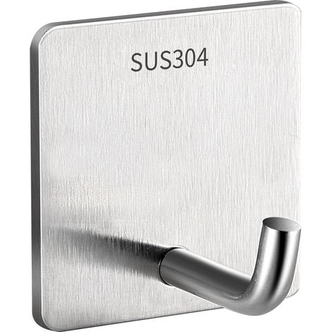 Packung mit 10 selbstklebenden Wandhaken vom Typ Haken für Kleidung, Badezimmer und Handtücher (Farbe: Silber) ohne Löcher.
