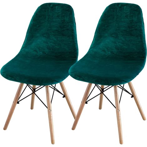 Set of 2/4/6 Mid-Century Modern Dining Chair Covers – Armless Chair Covers for Kitchen, Dining Room (Green, Set of 2) (1/5)
