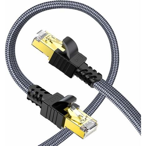 Câble Ethernet Cat 7 3m plat nylon Snowkids RJ45 STP LAN 10Gbps 600MHz (1/5)