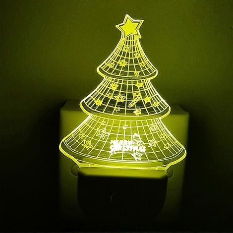 Veilleuse sapin de Noël 3D, lampe de table LED 7 couleurs, base plate en acrylique et ABS, chargeur USB, décoration pour la maison, jouet d'anniversaire ou de Noël pour enfant (1/5)