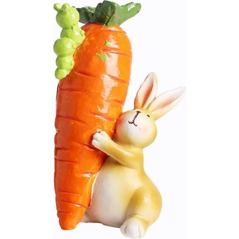 Décoration de lapin de Pâques joyeuse réutilisable avec carotte Figurine de lapin créative pour Noël, anniversaires et cadeaux de vacances (1/5)