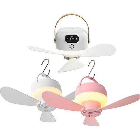 Ventilateur de camping avec lumière, lot de 3 ventilateurs de camping rechargeables avec lumière, ventilateur de tente USB portable 3/5 vitesses, petit ventilateur de plafond pour le camping (1/5)