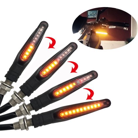 Clignotants étanches pour moto, couleur ambre, style séquentiel, éclairage universel (lot de 4) (1/3)