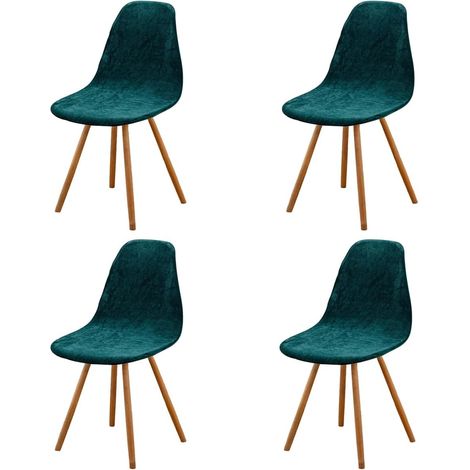 Housse de Chaise Scandinaves Lot de 4, Extensible Velours Vert Émeraude Universelle (1/5)