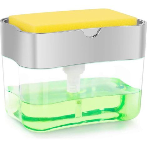 Dispensador de jabón, soporte para esponja de fregadero, dispensador de jabón para platos, dispensador de jabón para utensilios de cocina (mecha)