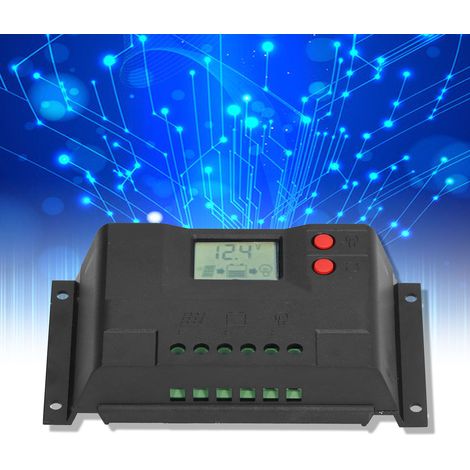 Der LCD-Bildschirm des Solarladereglers zeigt den Lade-/Entladevorgang bei 12 V und 24 V mit intelligenter 20-A-Erkennung an. (1/5)