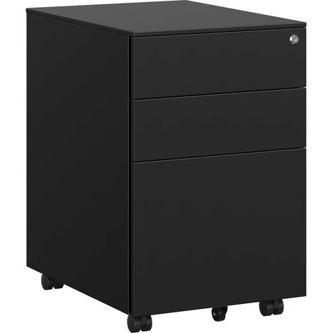 Cajonera de oficina con 3 cajones y archivador colgante armario de oficina negro 120000362 (1/3)