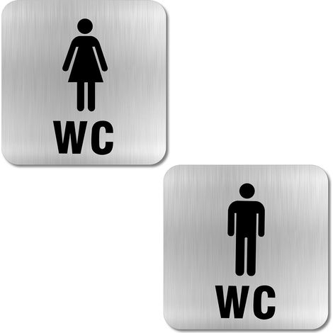 2er-Pack selbstklebende Toilettenschilder aus Edelstahl, ideal für Gäste, Einkaufszentren, Außenbereich und Zuhause (1/5)