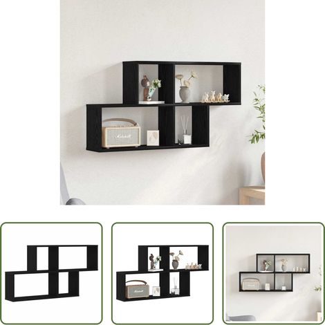 Holzregal - Wandregal Schwarz Eichen-Optik 76 x 15 x 53 cm Holzwerkstoff (1/5)