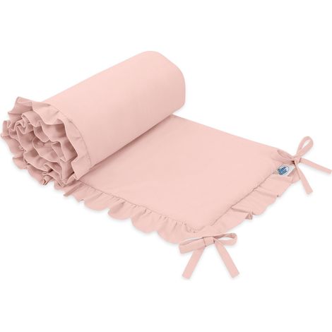 Protector universal con volantes para cuna - rosa empolvado