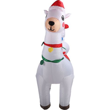 Bonhomme de neige gonflable de 1,8 m sur un alpaga, décoration lumineuse LED pour Noël, prise UE 220 V (1/5)