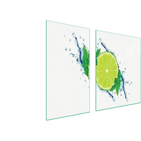 Plaque de protection en verre pour poêle 90x52 vert citron (1/5)