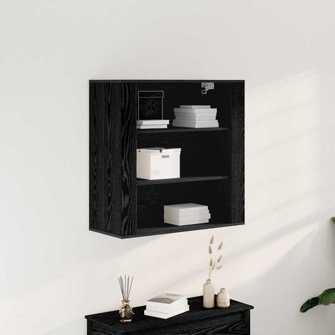 Wandschrank Schwarz Eichen-Optik 80 x 33 x 80 cm Holzwerkstoff