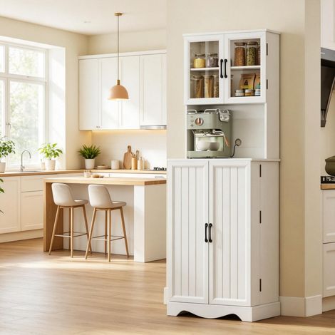 Armario alto de cocina 60 x 39,5 x 179,6 cm blanco, 4 puertas y estantes - CHICFURN (1/5)