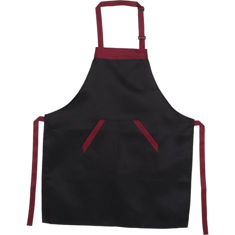 Tablier de cuisine imperméable 77x62 cm avec poches, idéal pour hôtel et maison - Noir (1/5)